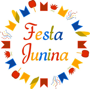 带符号矢量图的节日 Junina 圆图案