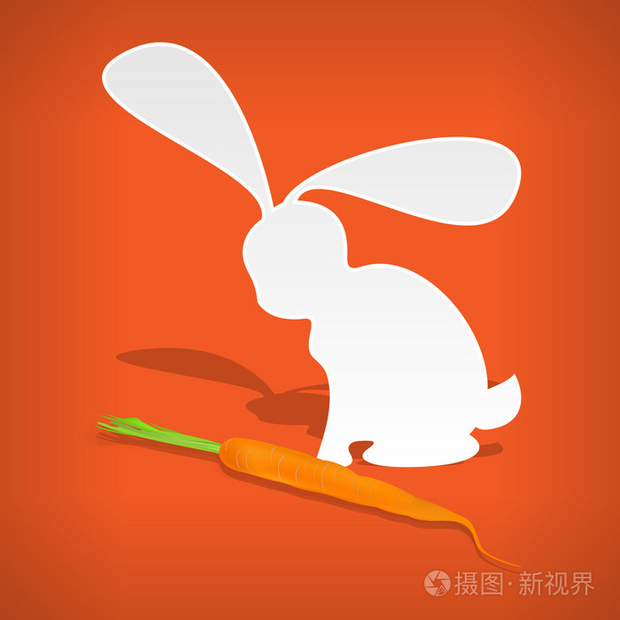 矢量白色兔子与胡萝卜