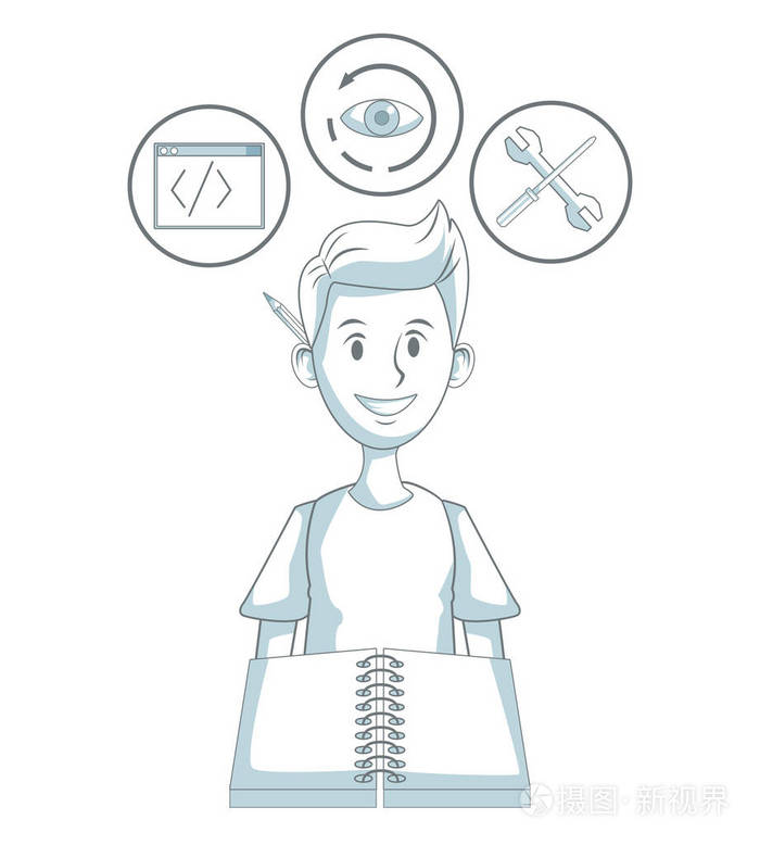 年轻人编程代码插画-正版商用图片05pz7b-摄图新视界
