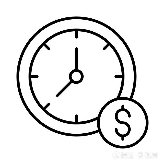 在白色背景上被隔离的美元符号时钟