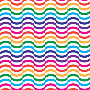 矢量无缝抽象波浪背景彩虹鲜艳的颜色