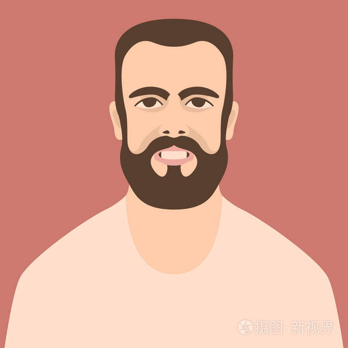 人头笑脸头像矢量插画平面样式