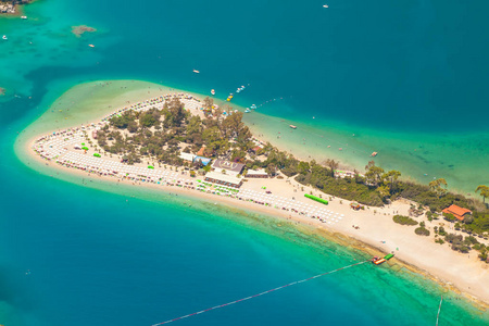 Belcekiz 海滩的壮观的看法, 在 Oludeniz 度假胜地, 土耳其, 地中海海岸