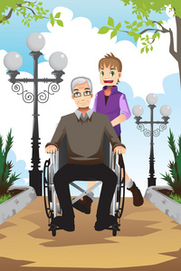 爷爷孙子卡通图片