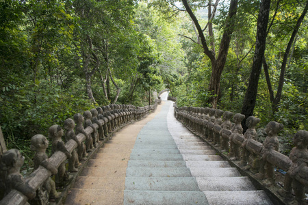 楼梯和路径 a 柬埔寨磅汤姆市附近的金边 Santuk 寺