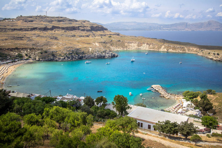 希腊 Rhodos 岛著名的林多斯湾