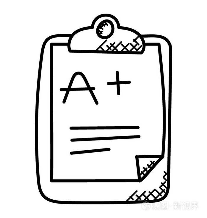 带校成绩卡的剪贴板写一个加级插画-正版商用图片05q9zb-摄图新视界