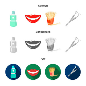 矢量图标集合医疗牙齿符号医生液体框牙科工具