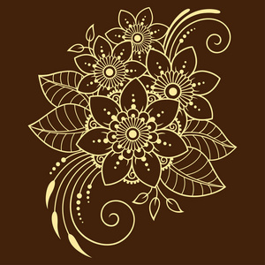 米哈迪花图案, 用于指甲画和纹身。东方风情的装饰, 印第安风格