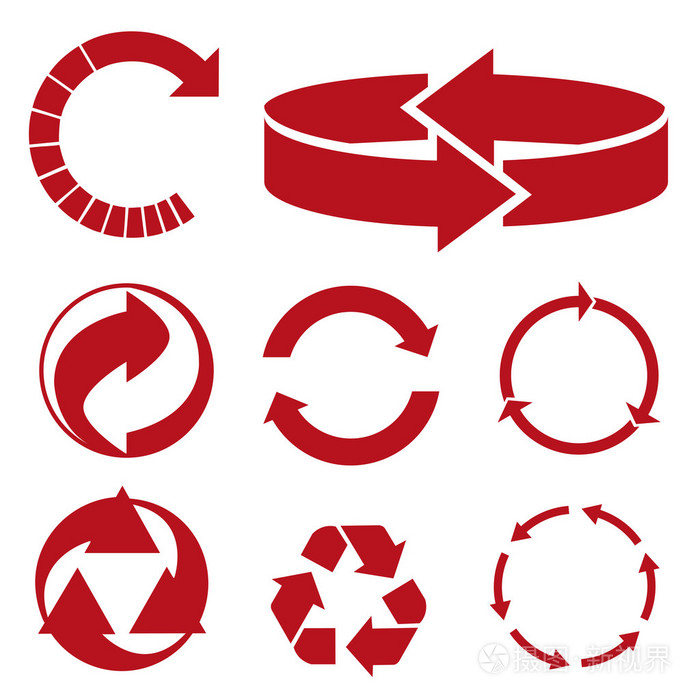 带圆圈箭头的集.矢量图标