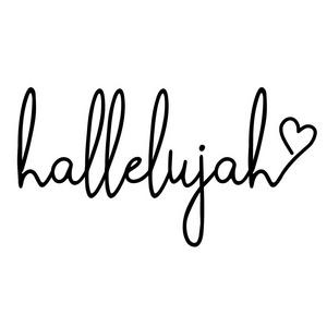 哈利路亚字与心脏.手绘刻字报价.矢量插图.