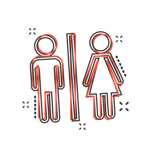 矢量卡通 wc, 卫生间图标的漫画风格.男女间标志插图象形文字.