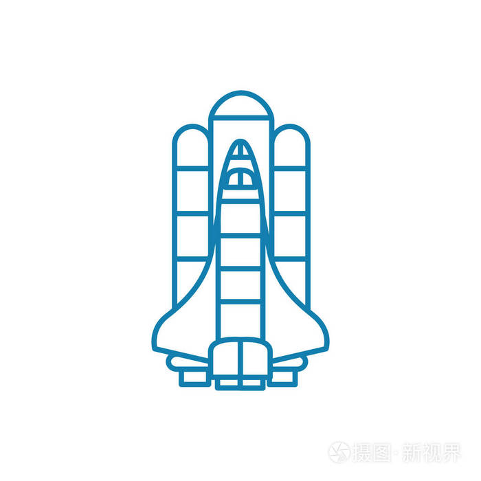美国航天飞机线性图标概念.美国梭线矢量符号, 符号, 插图