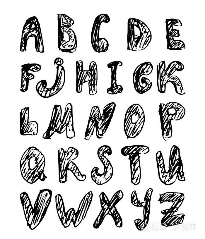 手绘潦草字母表