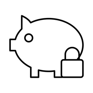 Piggybank 在白色背景下分离的桨锁