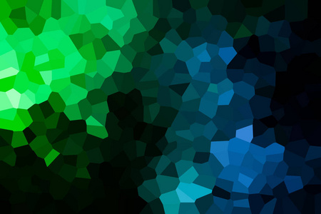 从不同的绿色和蓝色多边形和三角形的几何图案抽象的现代背景