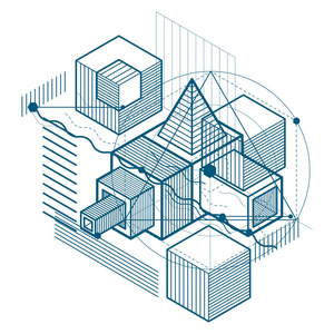 抽象立方体六边形正方形长方形的几何构成