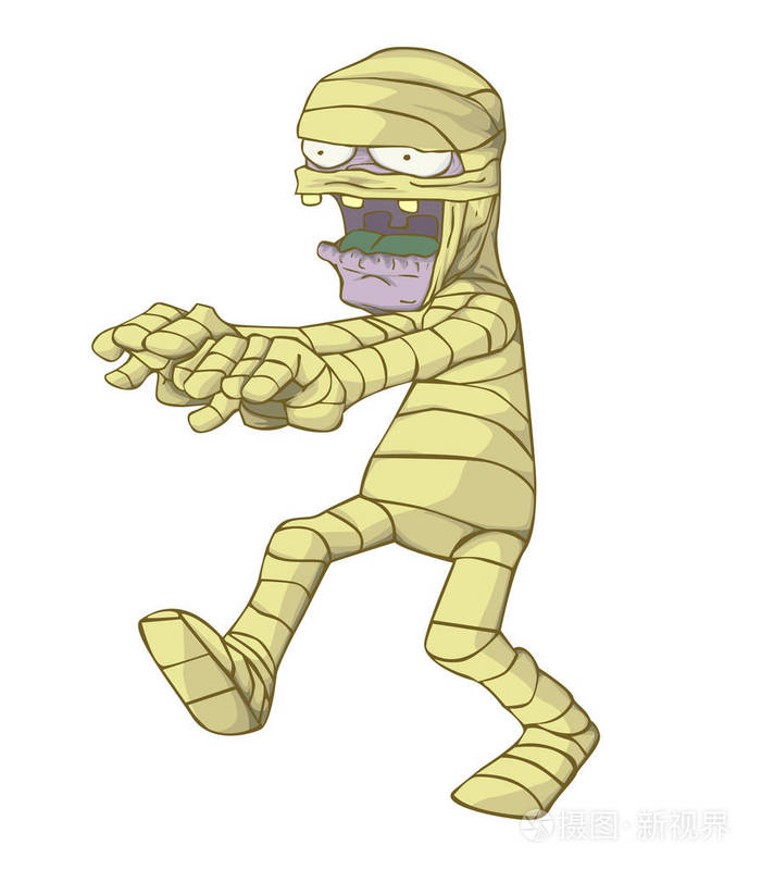 插画 木乃伊特征向量和插图.怪物在万圣节之夜.eps