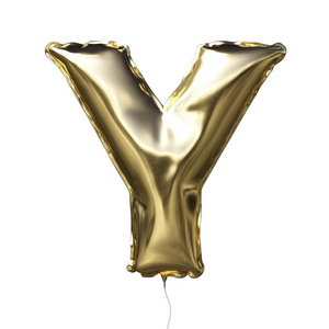 由金色充气气球在白色背景下分离的字母 Y