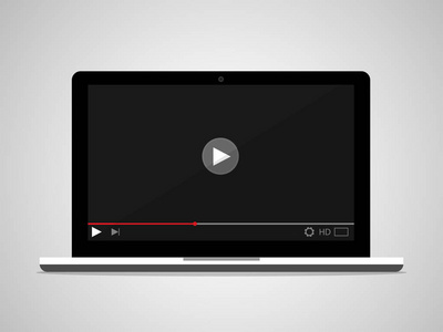 笔记本电脑播放电影矢量照片