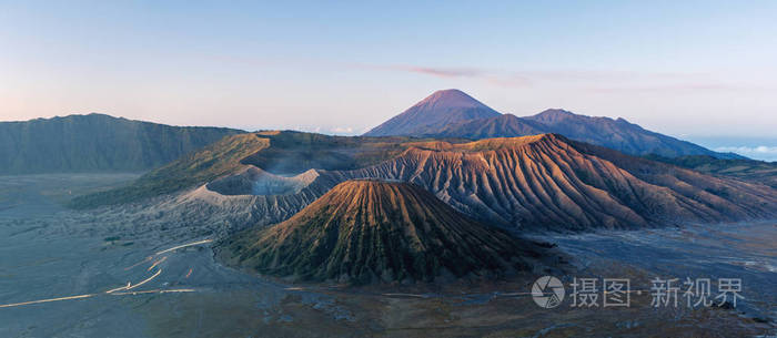 印度尼西亚全景山火山著名旅游胜地和旅游胜地