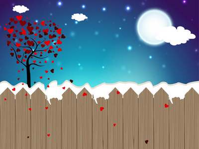 情人节背景与爱树在冬天的季节。1 eps