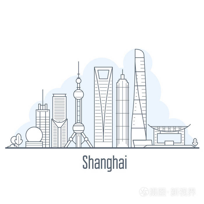 上海城市 简笔画图片