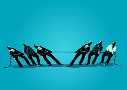 商业概念向量例证商人在拔河商业团队合作竞争理念等方面的团队合作