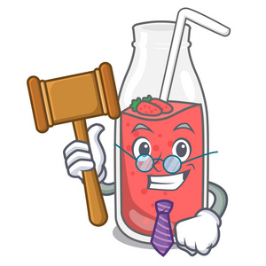 法官草莓冰沙吉祥物卡通矢量插图