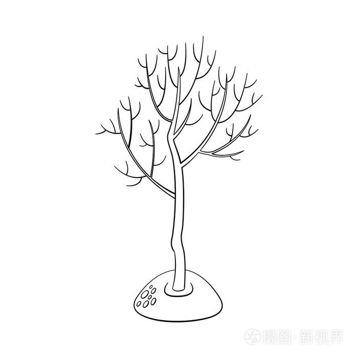 无叶的矢量平坦绿色抽象树插画-正版商用图片05rc4b-摄图新视界