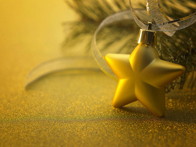 金色星形圣诞装饰饰品