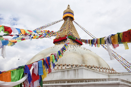 尼泊尔加德满都 Boudhanath 的博达哈佛塔。联合国教科文组织世界遗产遗址