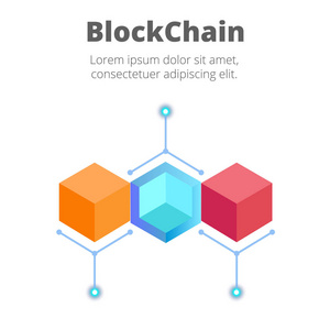 Blockchain 概念彩色 Blockchain 背景矢量图像