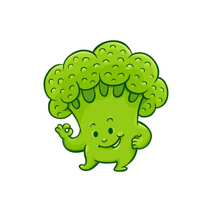 矢量卡通椰菜性格好手势照片