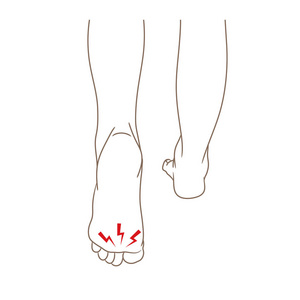 矢量插图, 手绘卡通风格的白色, 黑白轮廓分离脚图标有色符号.