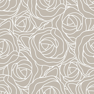 图形抽象的风格的玫瑰在柔和的米色和白色的颜色。矢量无缝现代模式