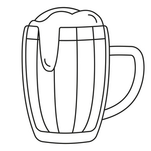 线条艺术黑白啤酒杯图片