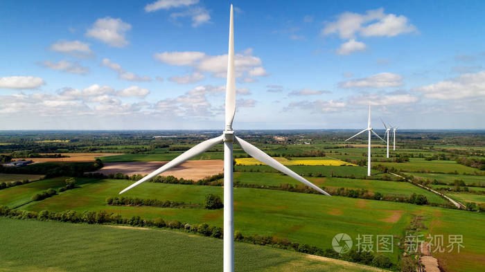 马恩法国洛杉矶风力涡轮机的鸟瞰图