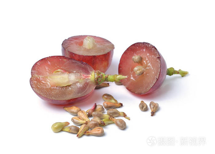 葡萄籽上白色背景宏特写