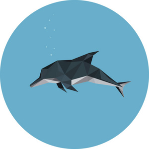 海豚图标, 矢量插图