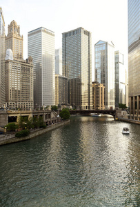 芝加哥城市景观与芝加哥河图片