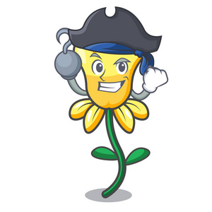 海盗水仙花花字卡通插画