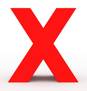字母 X 3d 红白色3d 渲染上孤立