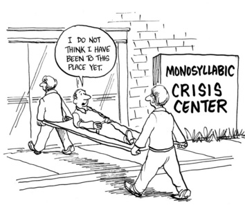 男人说出仅在 monosyllabes 上担架照片