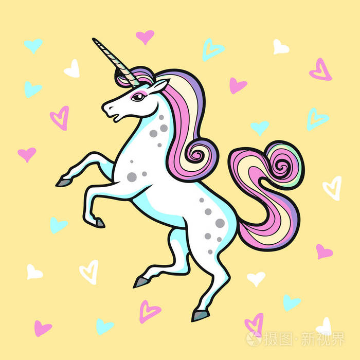 卡通矢量独角兽插画流行艺术风格插画-正版商用图片05s2o1-摄图新视界