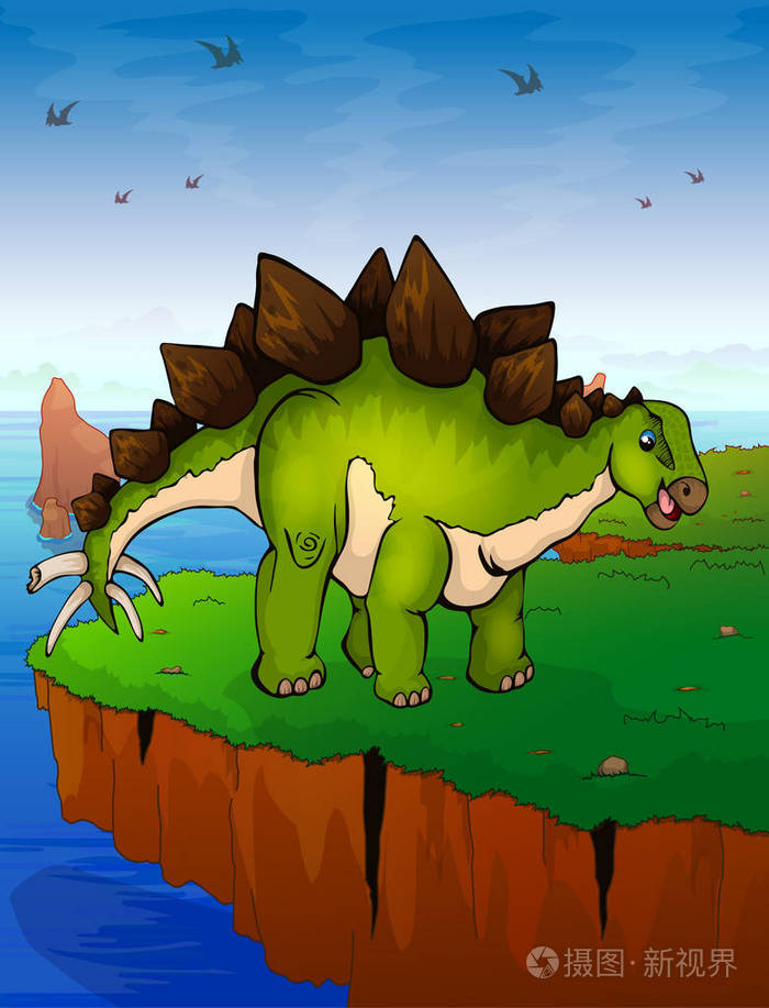 剑龙在海的背景下.矢量插图插画-正版商用图片05s4o6-摄图新视界