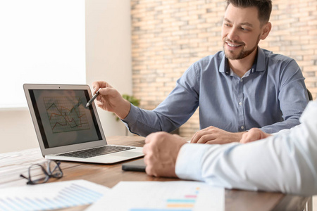 男经纪人在办公室工作.金融交易理念照片