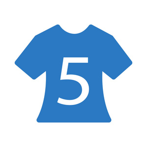 蓝色 t恤与数字5在平的样式被隔绝在白色背景