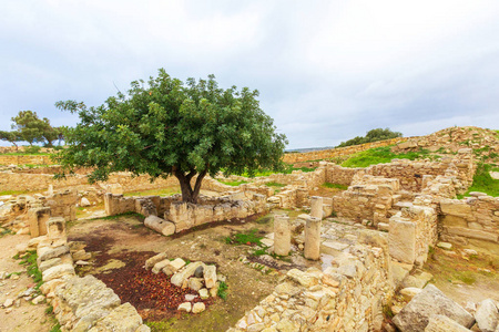 古老的废墟。塞浦路斯背景