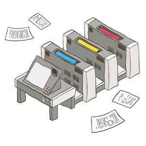 印刷机插画-印刷机手绘-印刷机卡通图-摄图新视界